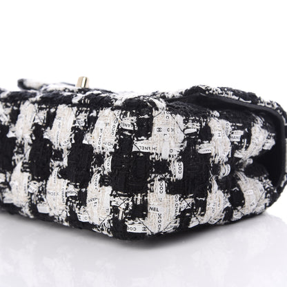 Chanel Tweed Quilted Mini Rectangular Flap Black Ecru White 8 of 10