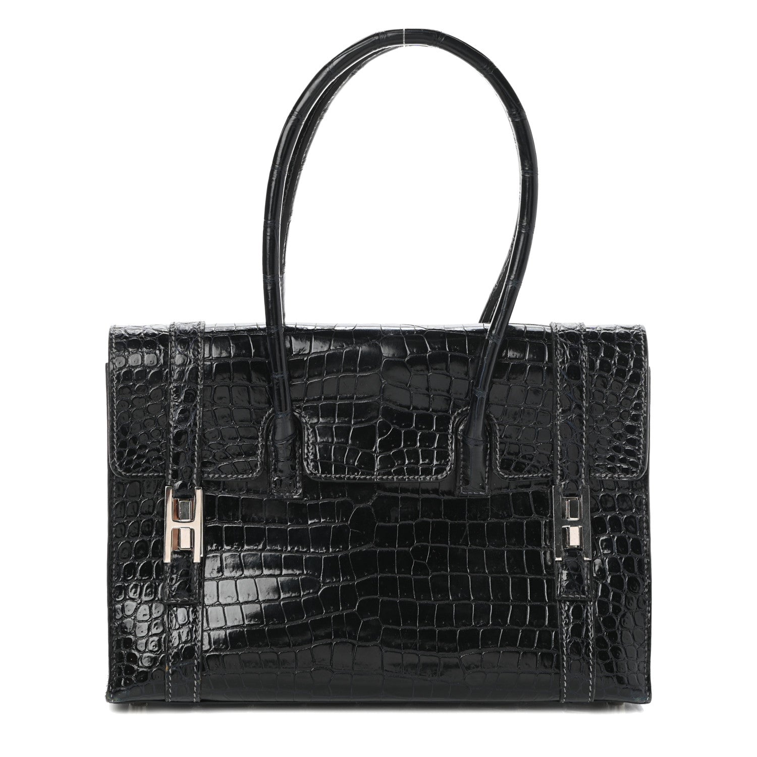 Hermes Shiny Porosus Crocodile Drag 26 Bleu Marine 1 of 10