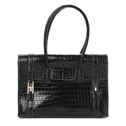 Hermes Shiny Porosus Crocodile Drag 26 Bleu Marine 1 of 10