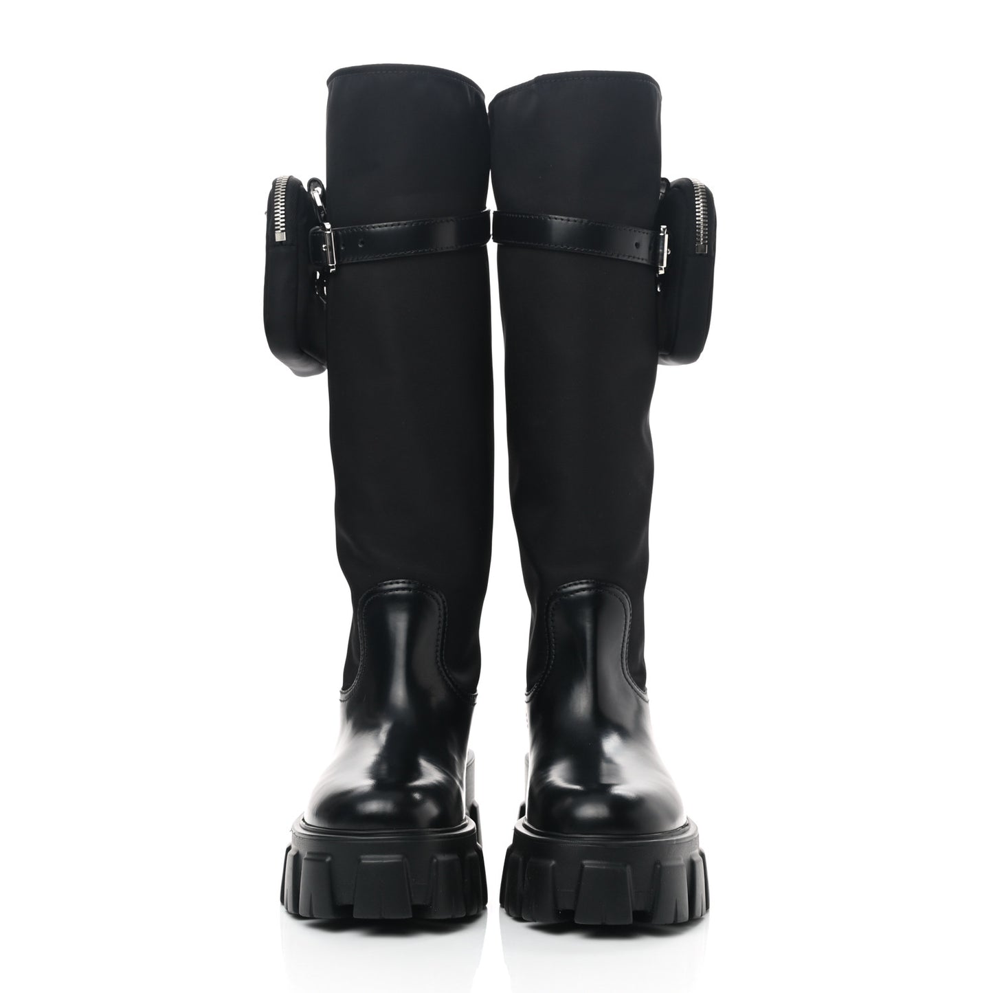 Spazzolato Rois Re-Nylon Metal Triangle Logo Monolith Pouch Pocket 55mm Tall Boots 35 Black