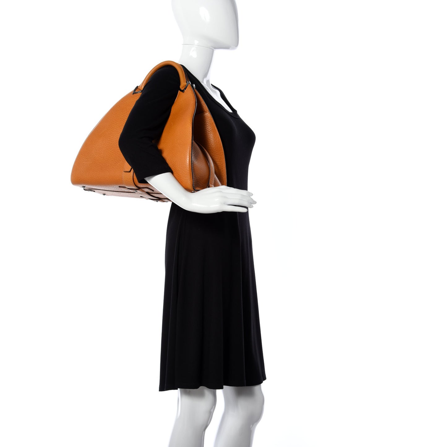 Pebbled Calfskin Medium Stirrup Top Handle Bag