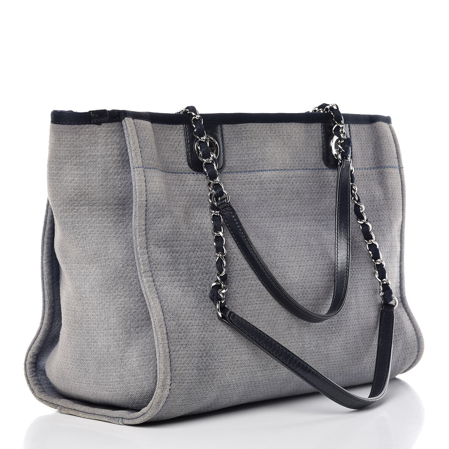 Chanel Canvas Small Deauville Tote Denim Blue 3 of 13
