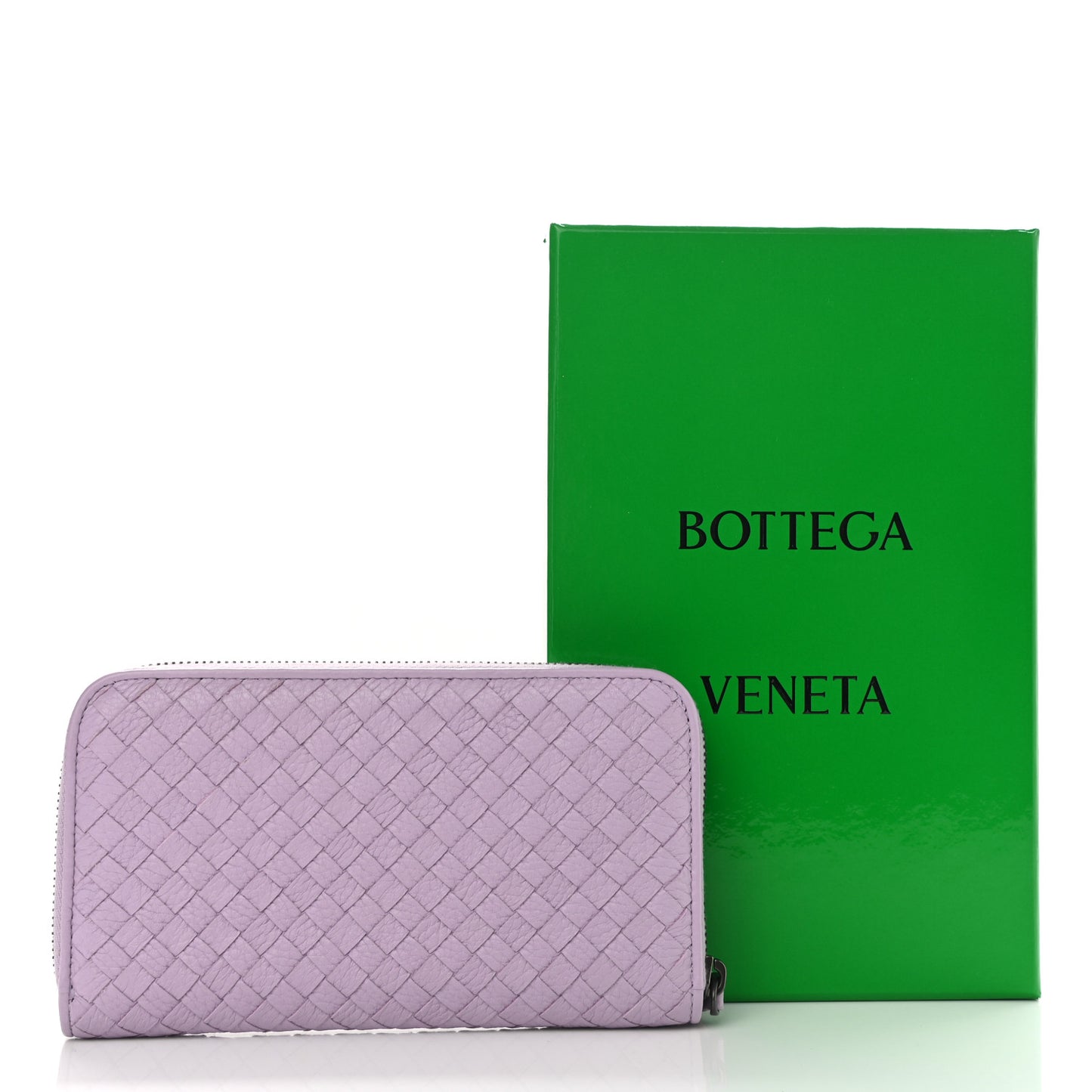 Nappa Intrecciato Zip Around Wallet Lilac