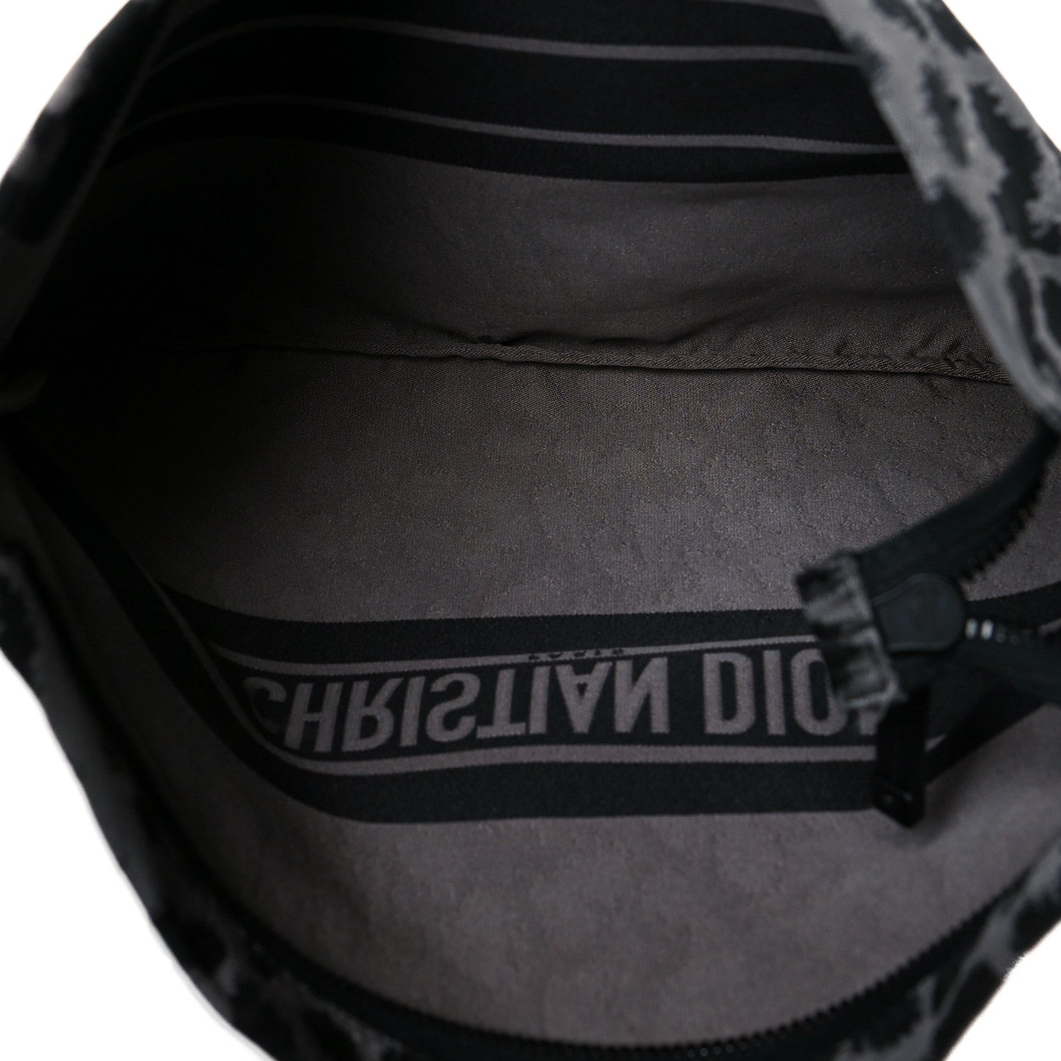 Christian Dior Canvas Embroidered Mizza Diortravel Zipped Pouch Black Grey 5 of 8