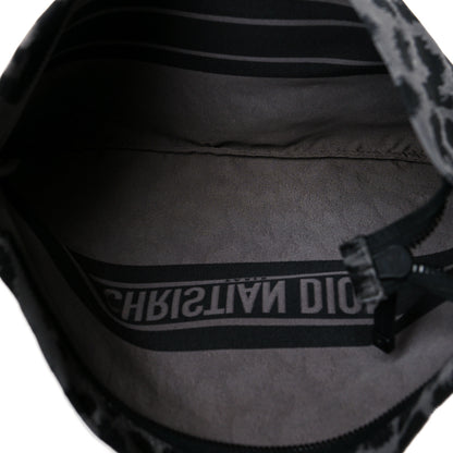 Christian Dior Canvas Embroidered Mizza Diortravel Zipped Pouch Black Grey 5 of 8