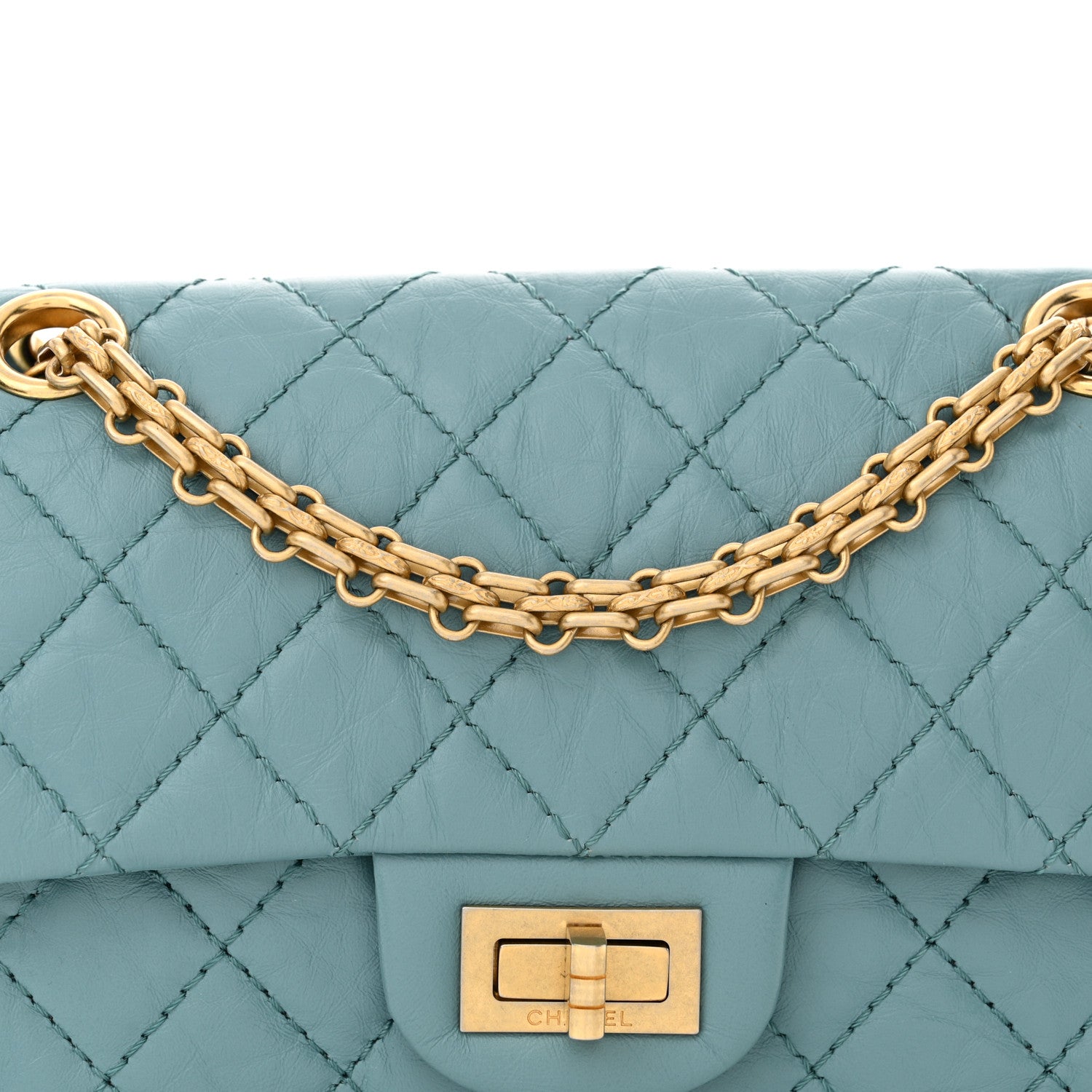 Chanel Aged Calfskin Quilted 2.55 Reissue Mini Flap Blue 8 of 10