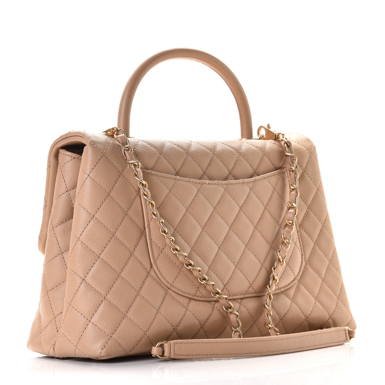 Chanel Caviar Quilted Medium Coco Handle Flap Beige 2 of 4