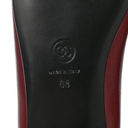 Chanel Lambskin Cap Toe Ballerina Flats 38 Burgundy 8 of 8