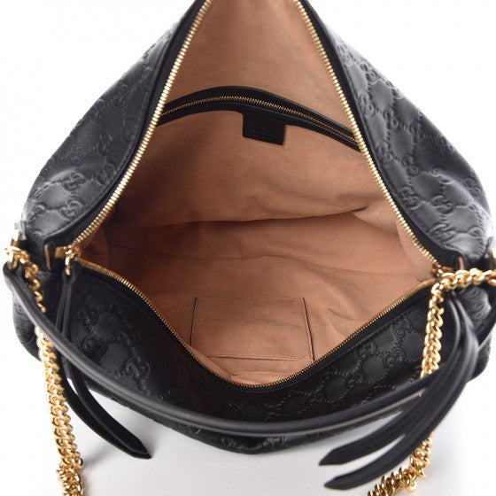 Guccissima Signature Large Linea A Hobo Black