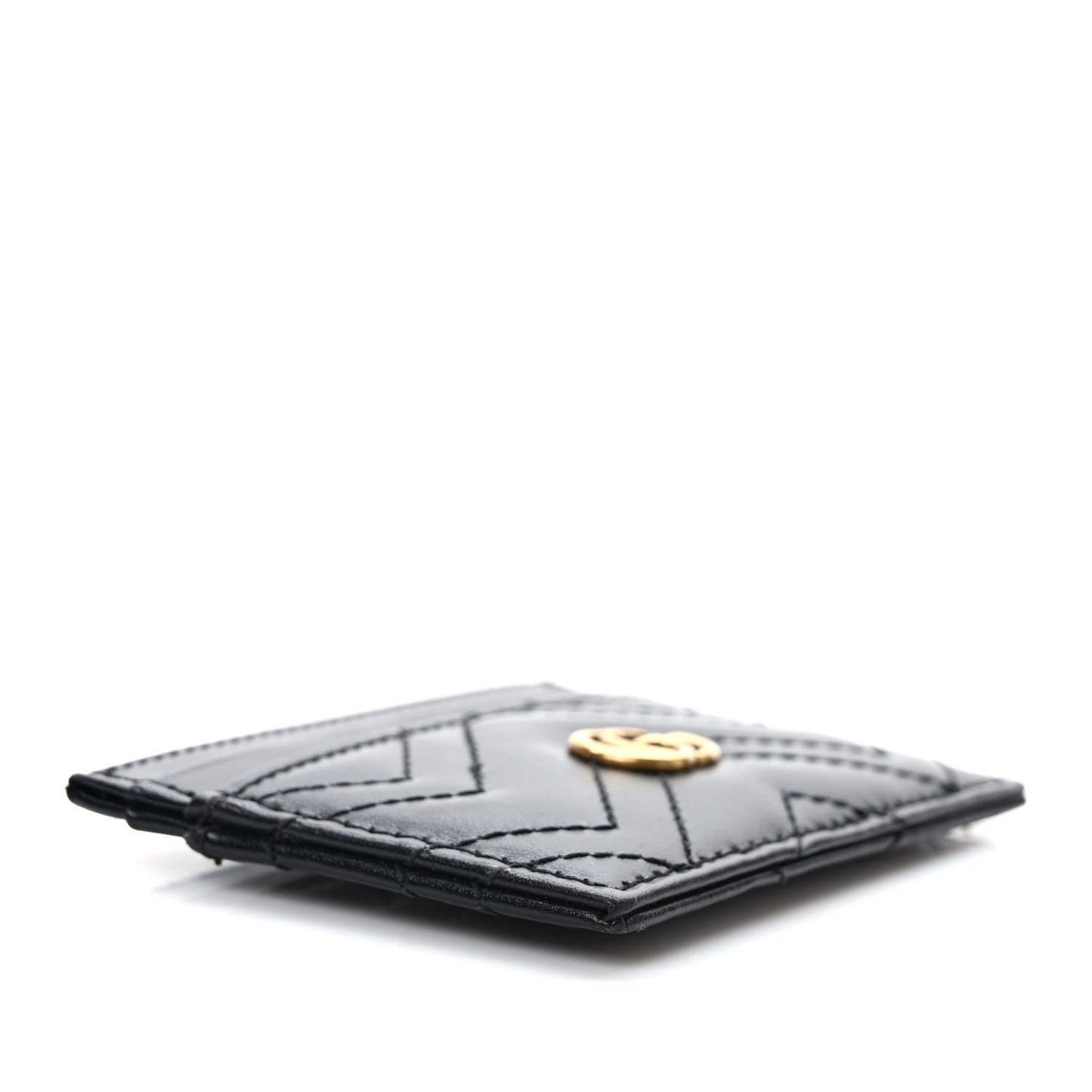 Calfskin Matelasse GG Marmont Card Holder Black