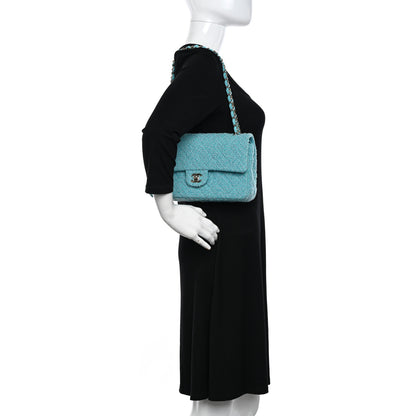 Chanel Tweed Quilted Medium Double Flap Blue 2 of 11