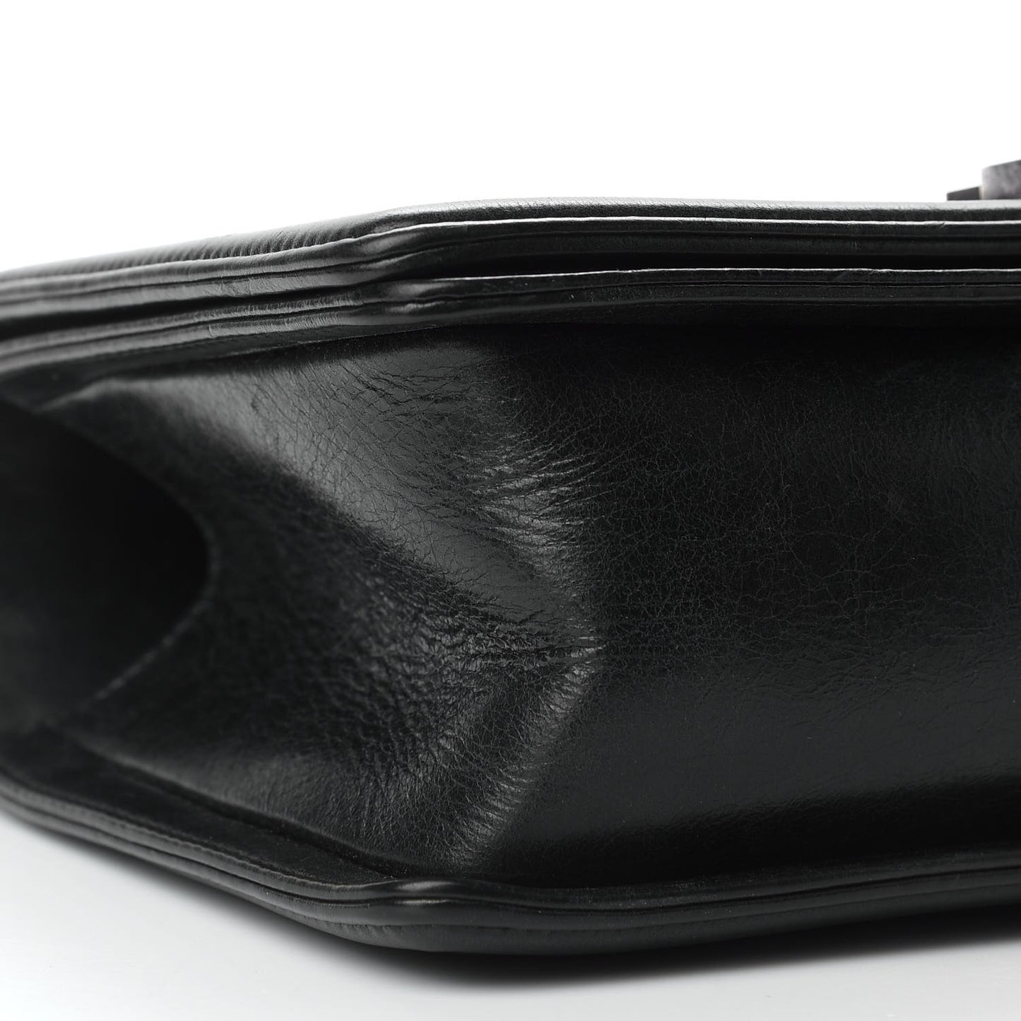 Calfskin Double Stitch Medium Boy Flap Black