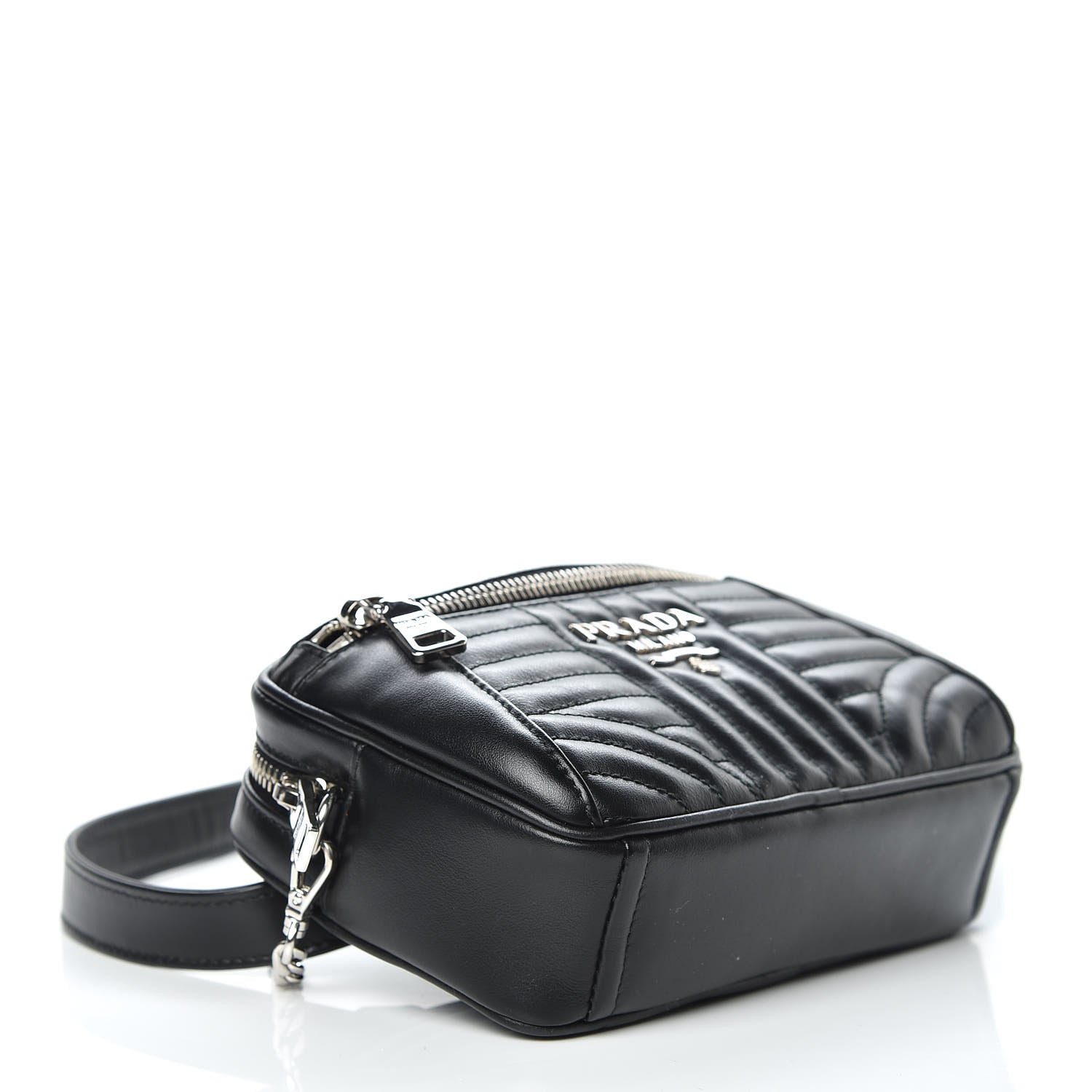 Prada Soft Calfskin Impunture Diagramme Belt Bag Black 5 of 9