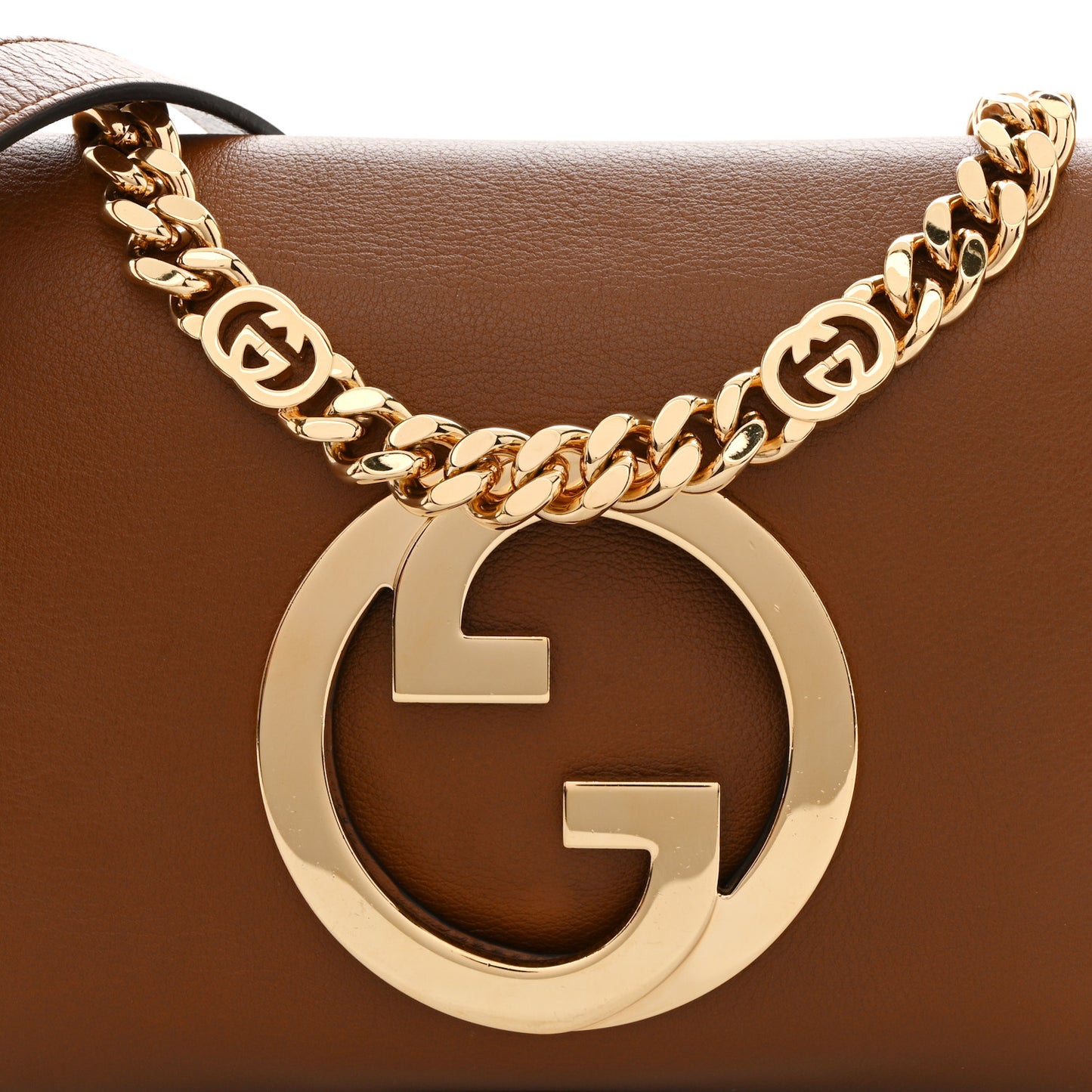 Roxy Calfskin Blondie Chain Shoulder Flap Bag Blondie Cognac
