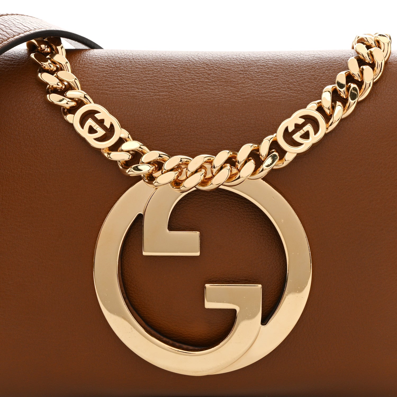 Gucci Roxy Calfskin Blondie Chain Shoulder Flap Bag Blondie Cognac 8 of 13