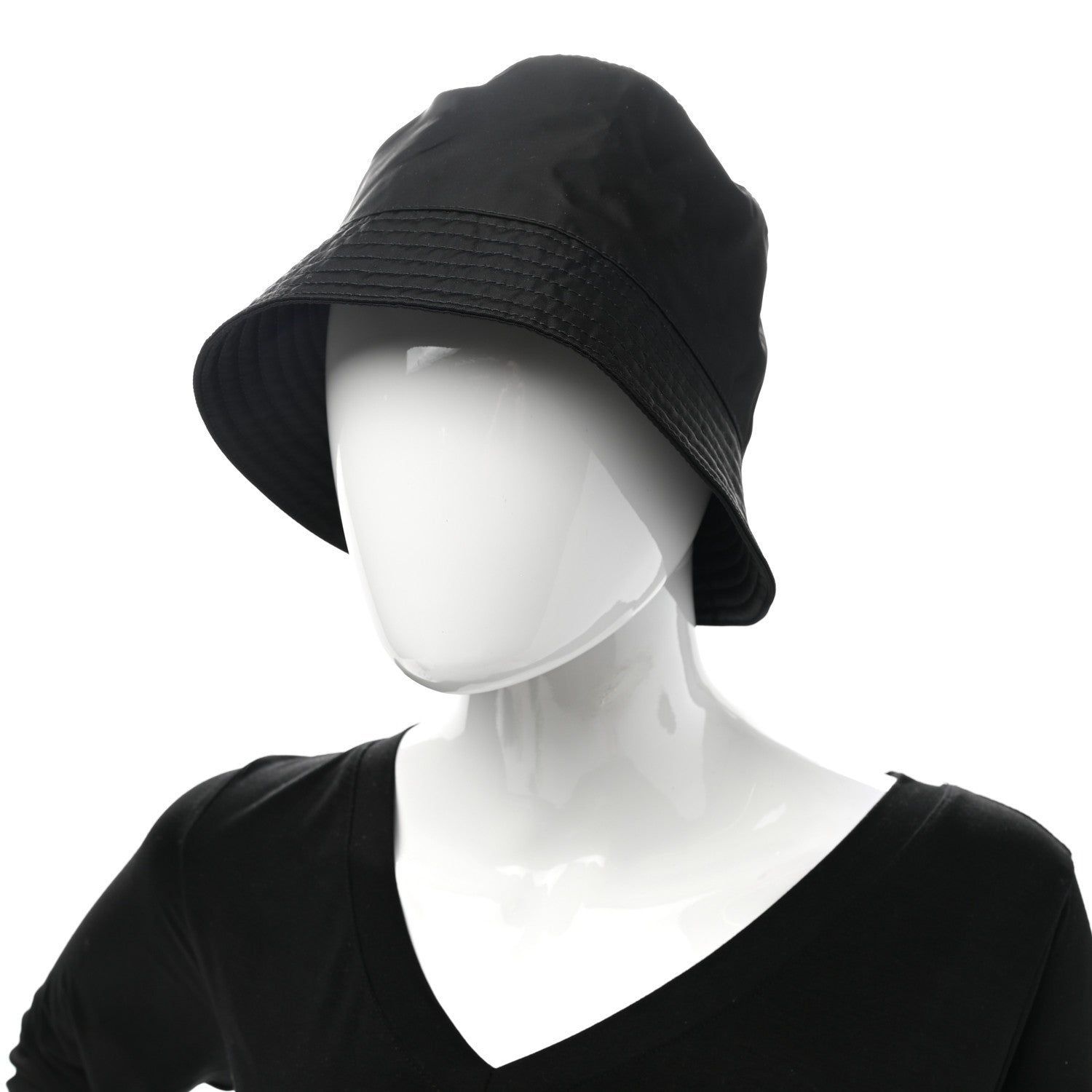 Prada Re-Nylon Metal Triangle Logo Mens Bucket Hat L Black 2 of 8