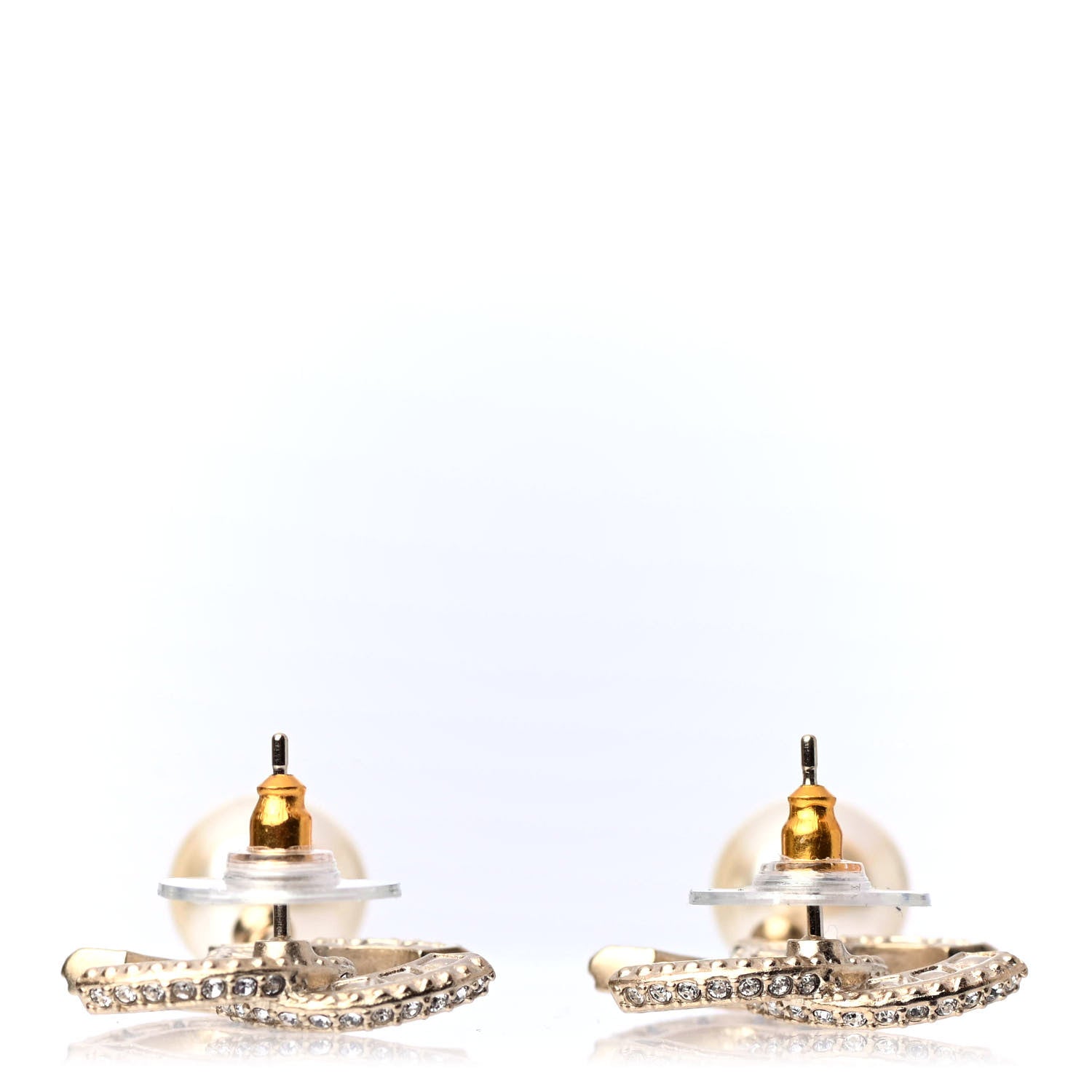 Chanel Crystal Textured CC Drop Earrings Gold 3 of 4