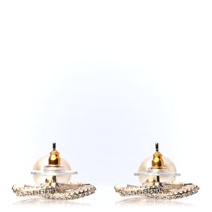 Chanel Crystal Textured CC Drop Earrings Gold 3 of 4