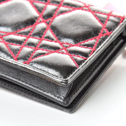 Christian Dior Metallic Lambskin Cannage Anselm Reyle Lady Dior Card Holder Gunmetal 12 of 13