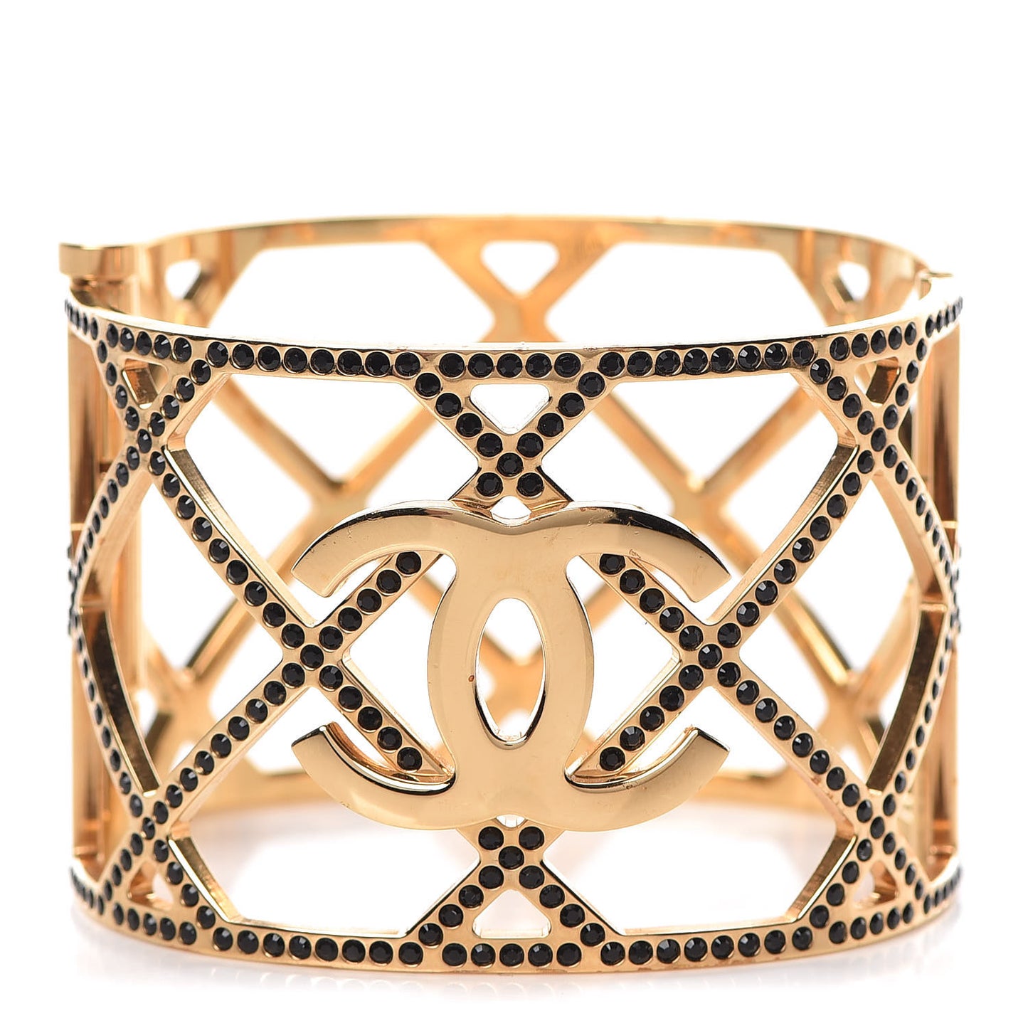 Crystal CC Cuff Bracelet Black Gold