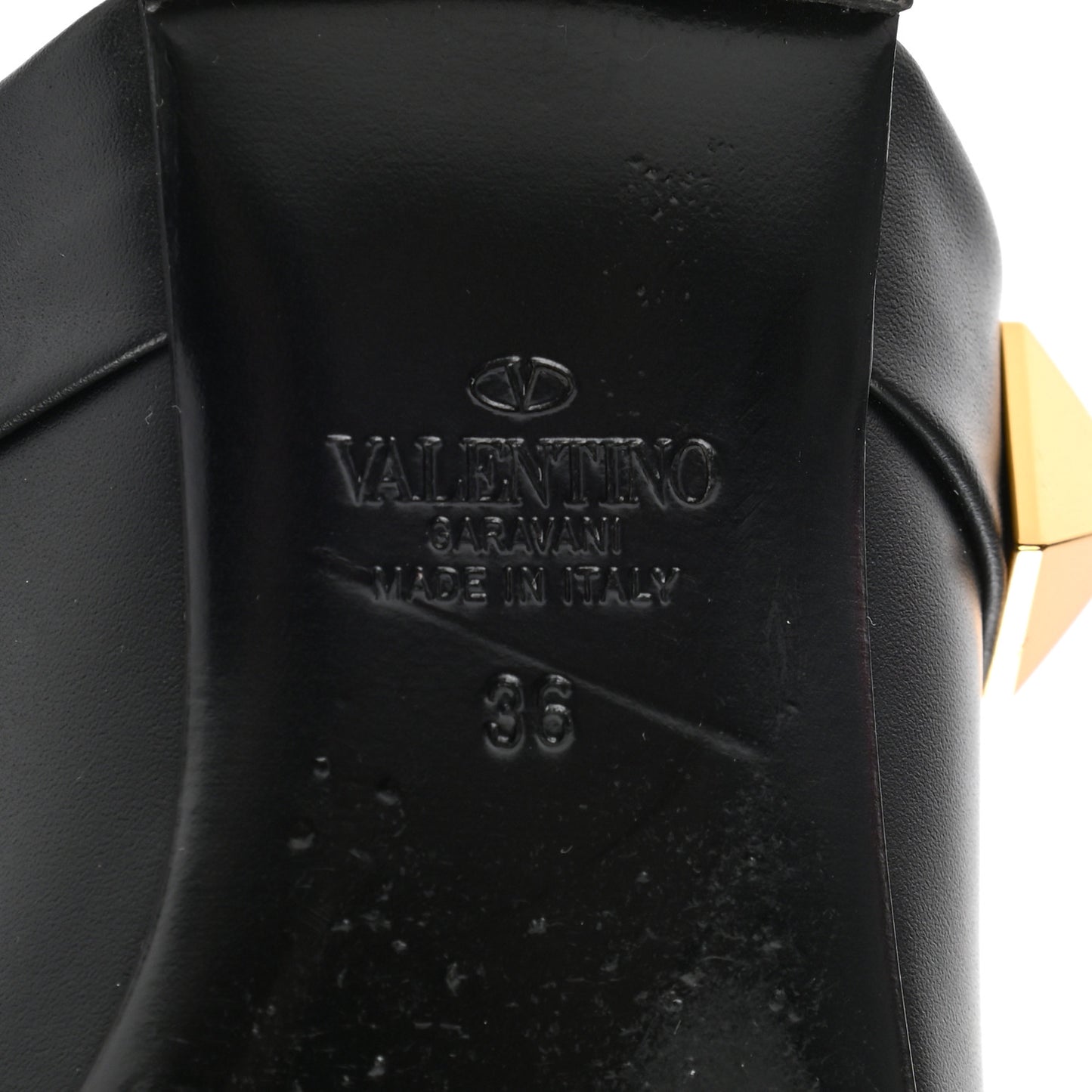 Calfskin Roman Stud Flat Mules 36 Black
