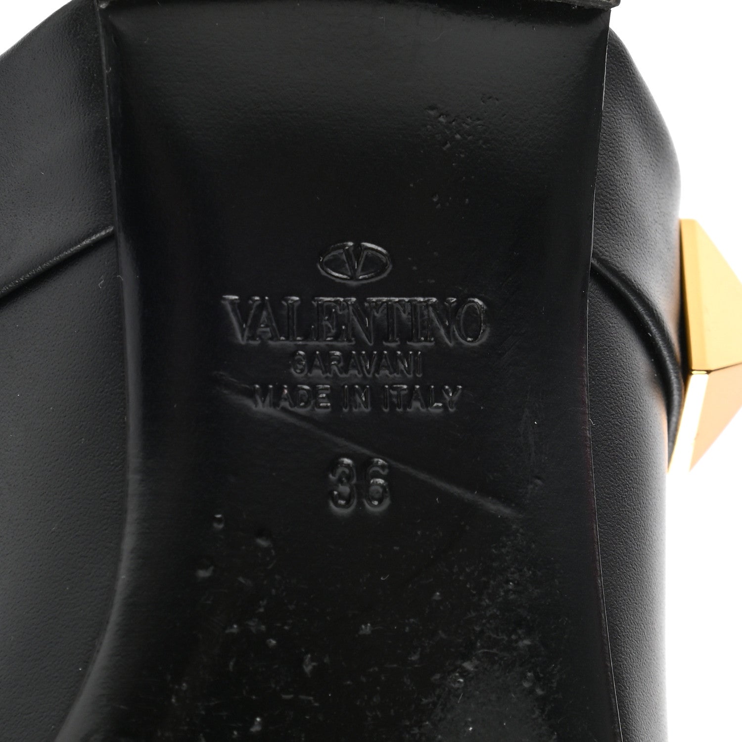 Valentino Garavani Calfskin Roman Stud Flat Mules 36 Black 6 of 10