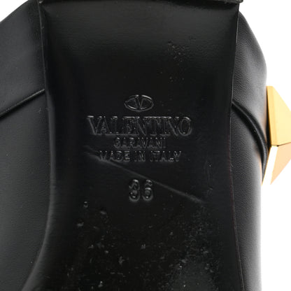 Valentino Garavani Calfskin Roman Stud Flat Mules 36 Black 6 of 10