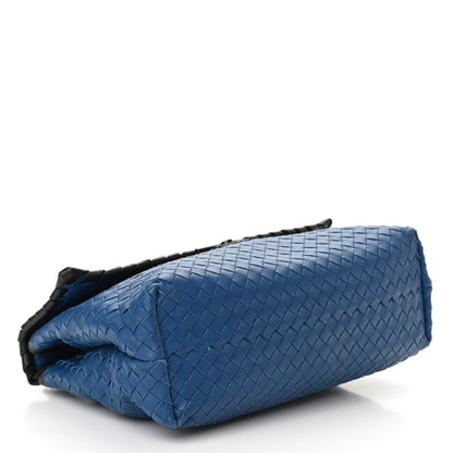 Bottega Veneta Nappa Intrecciato Glass Flap Bag Blue Black 4 of 9