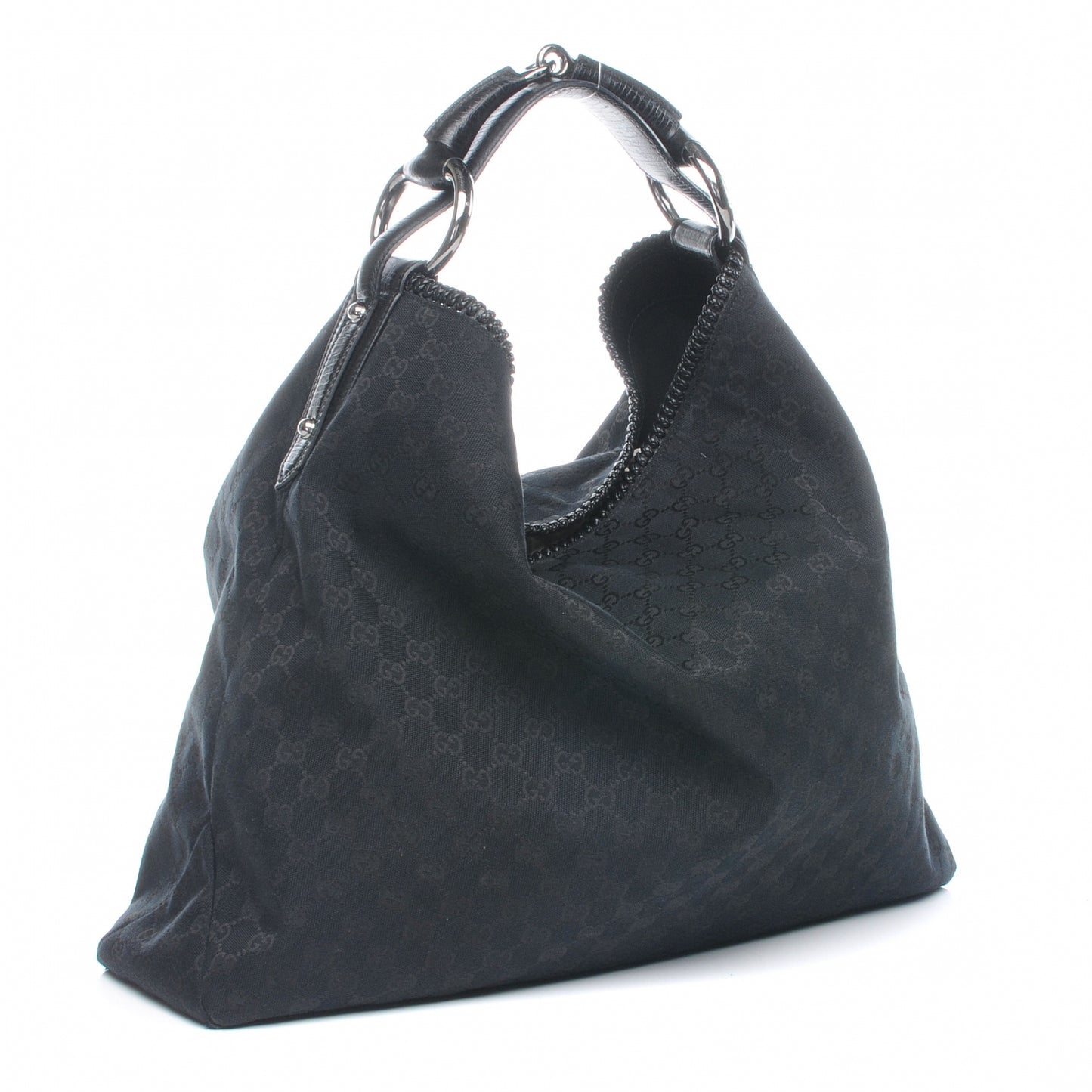 Monogram Large Horsebit Chain Hobo Black