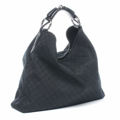 Gucci Monogram Large Horsebit Chain Hobo Black 3 of 7