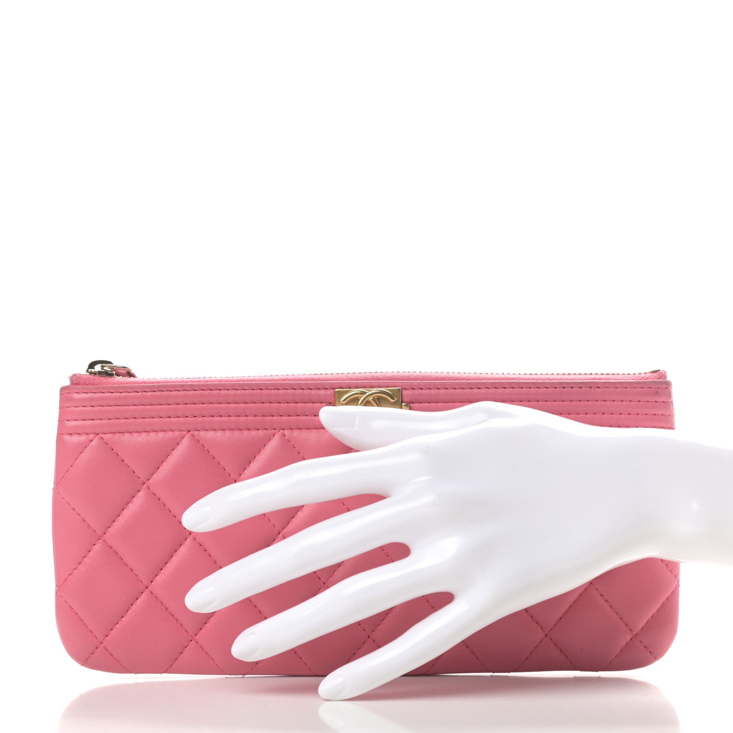 Chanel Lambskin Quilted Small Boy Zipped Pouch Pink 2 of 11