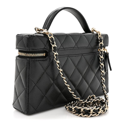 Chanel Caviar Quilted Top Handle Slim Vanity With Chain Black 3 of 10