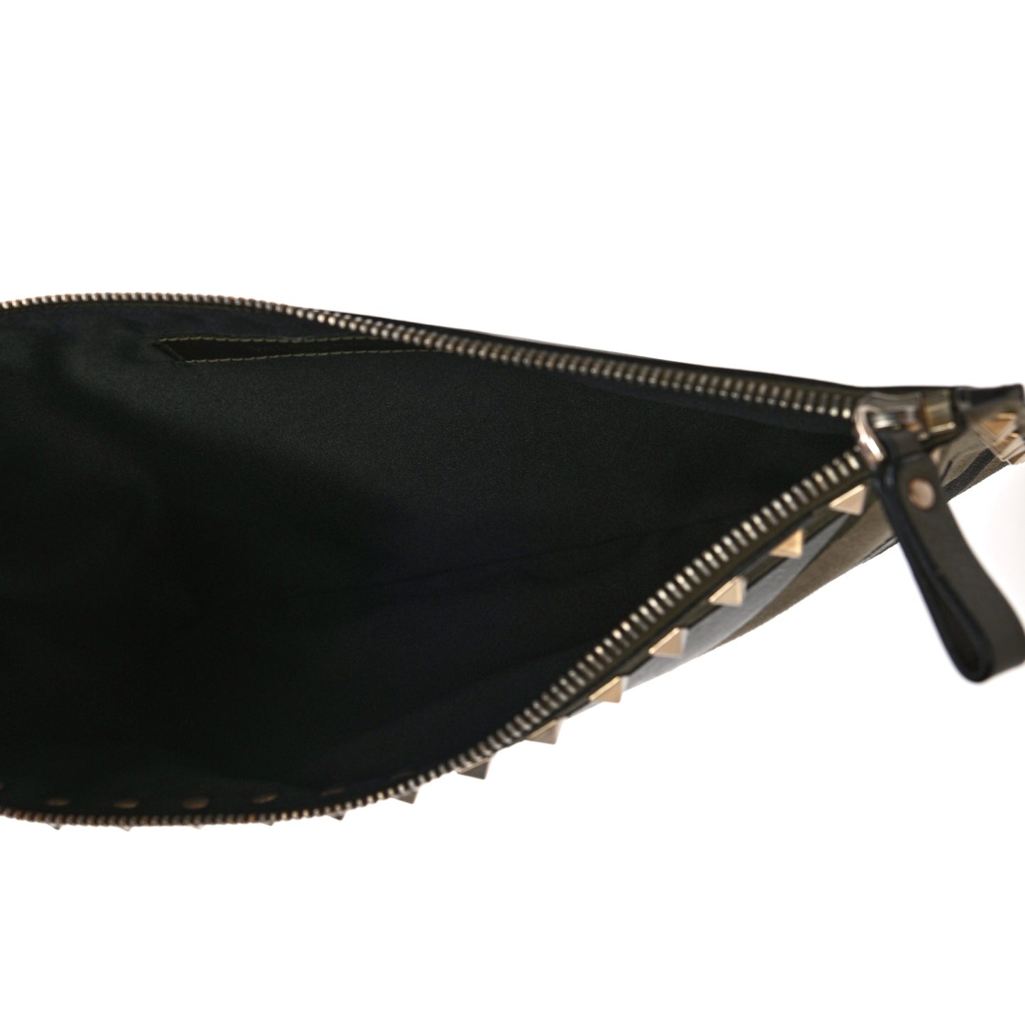 Nappa Canvas Camouflage Large Rockstud Zip Pouch Green