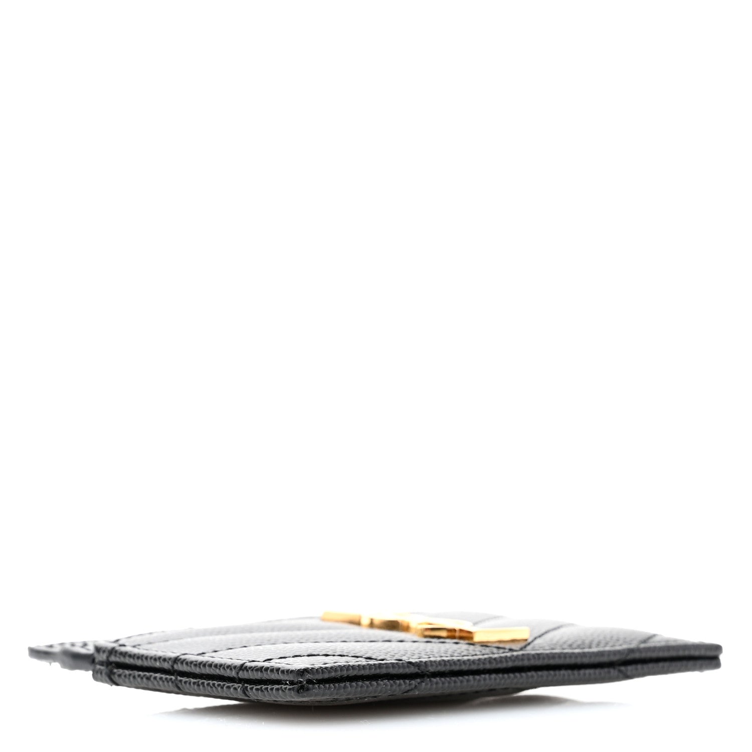 Saint Laurent Grain De Poudre Matelasse Chevron Monogram Credit Card Case Black 4 of 9