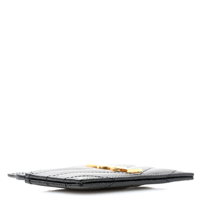 Saint Laurent Grain De Poudre Matelasse Chevron Monogram Credit Card Case Black 4 of 9