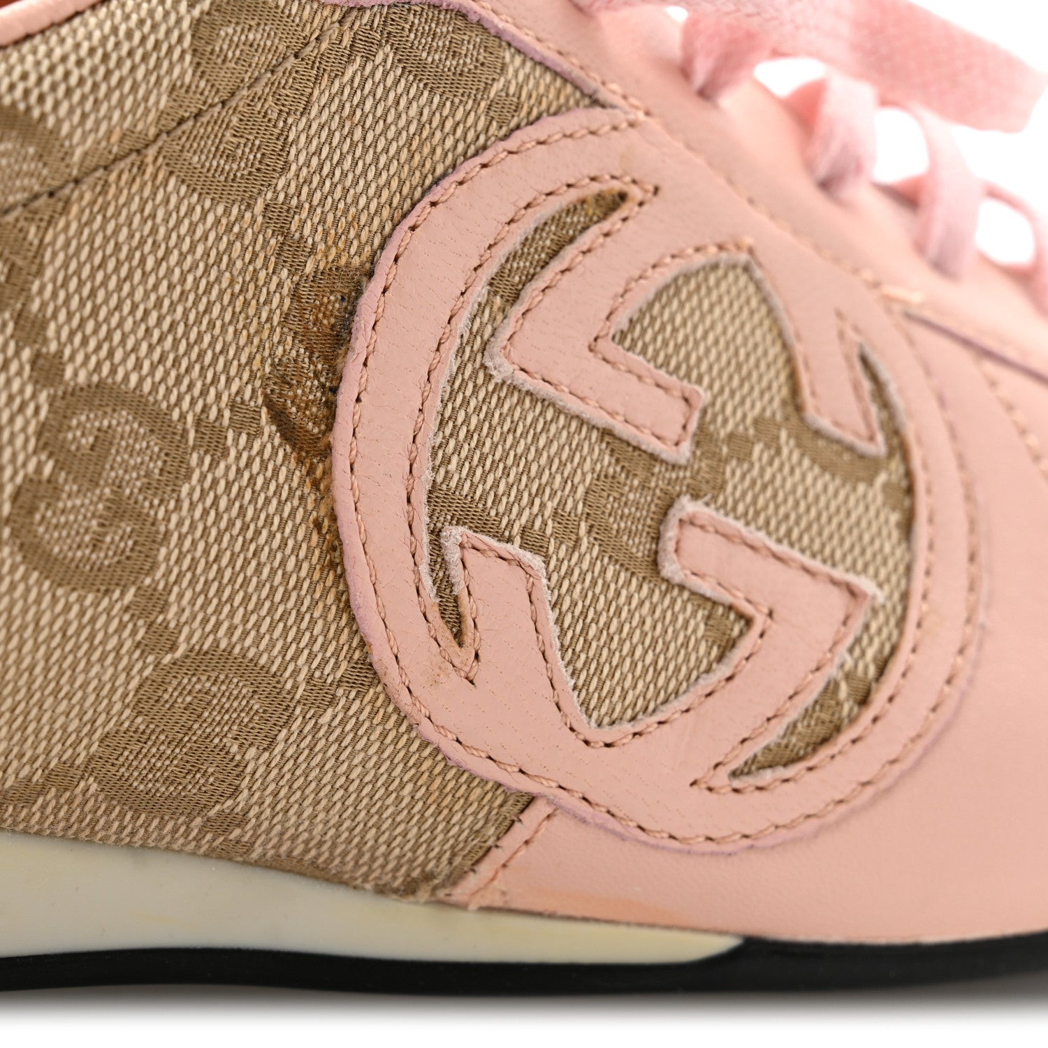 Gucci Monogram Nappa Interlocking G Sneakers 37.5 New Sand Rose Dragea 11 of 12