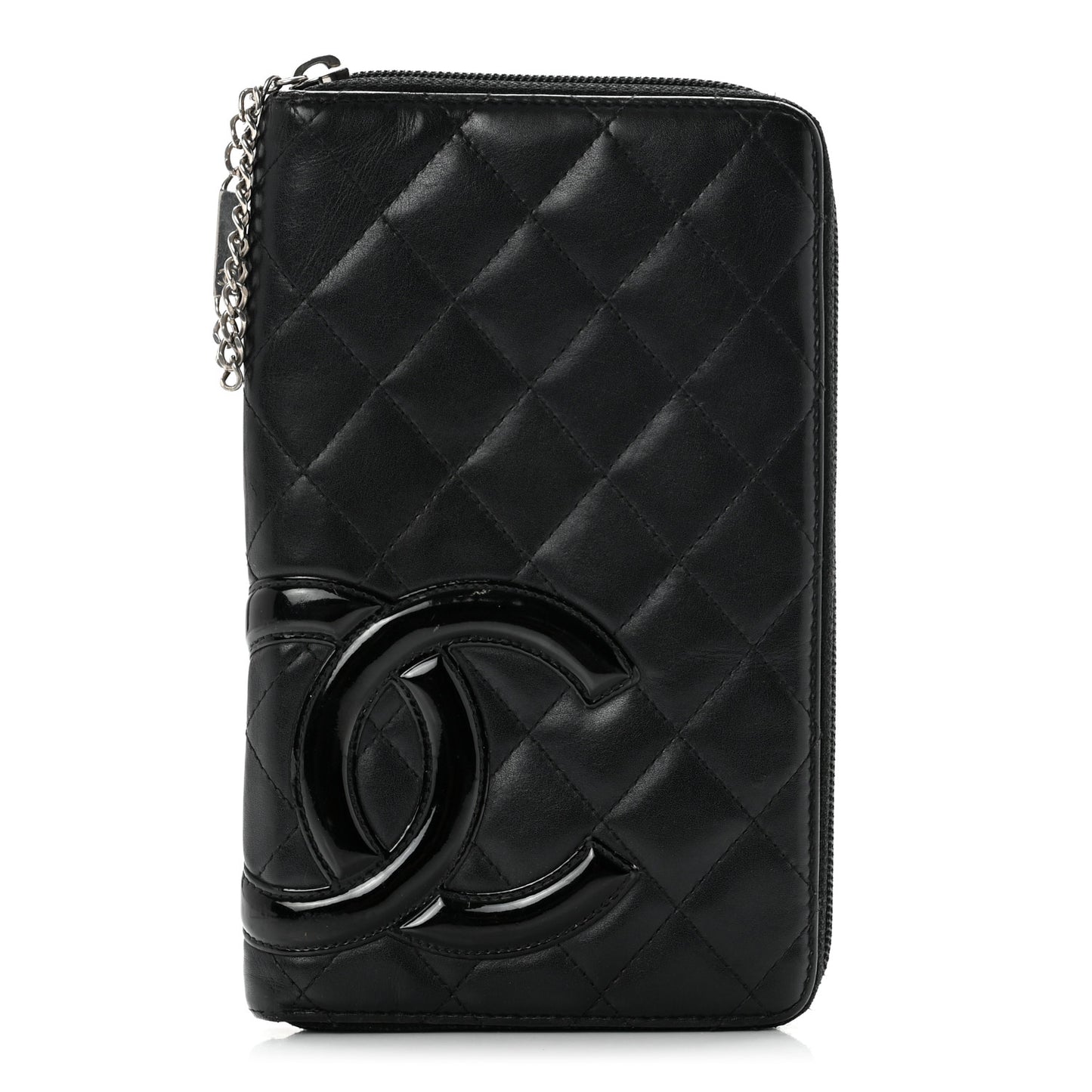 Calfskin Cambon Zip Around Organizer Wallet Black