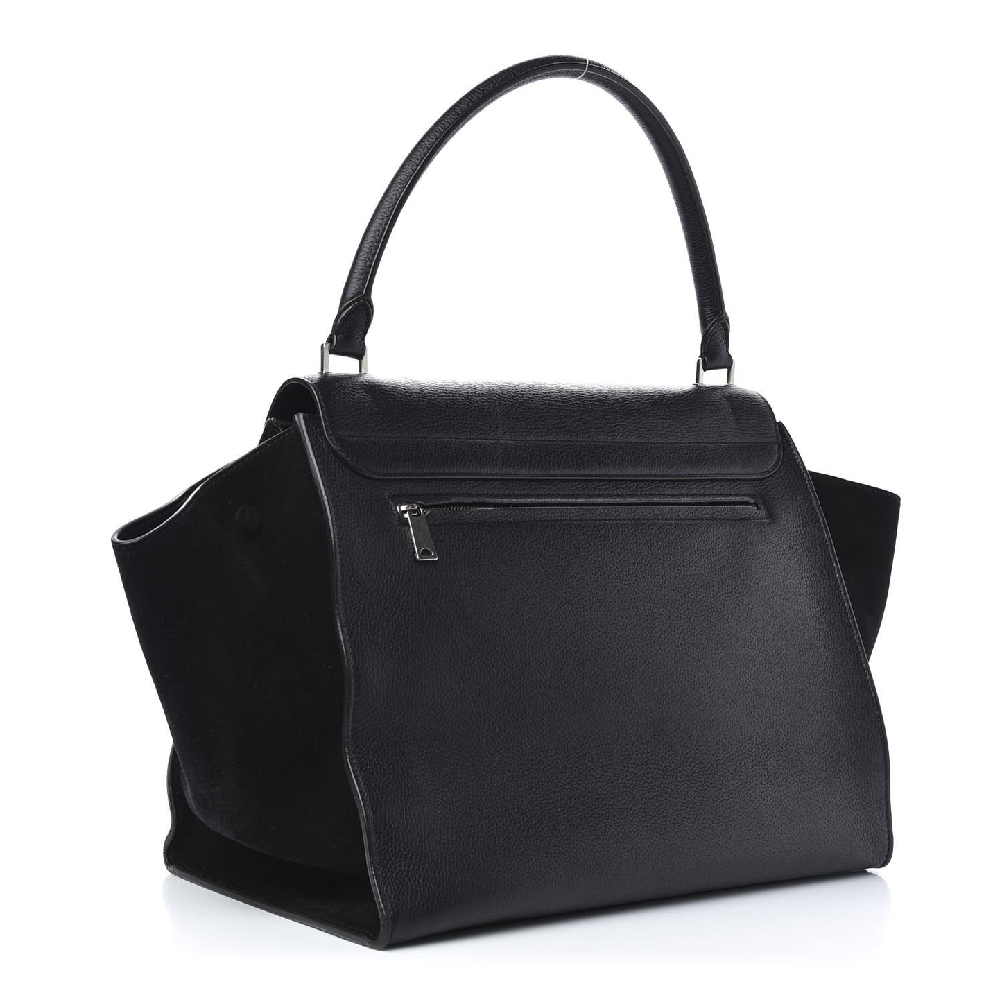 Drummed Calfskin Suede Large Trapeze Black