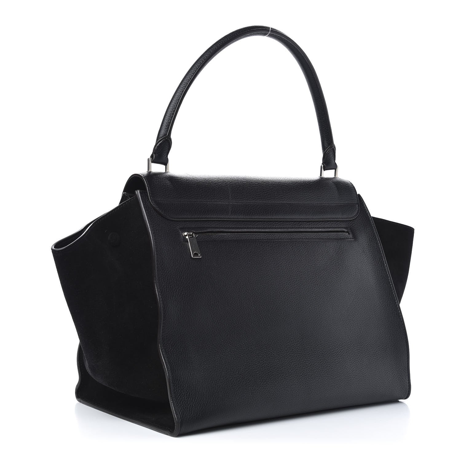 Celine Drummed Calfskin Suede Large Trapeze Black 3 of 11
