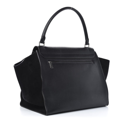 Celine Drummed Calfskin Suede Large Trapeze Black 3 of 11