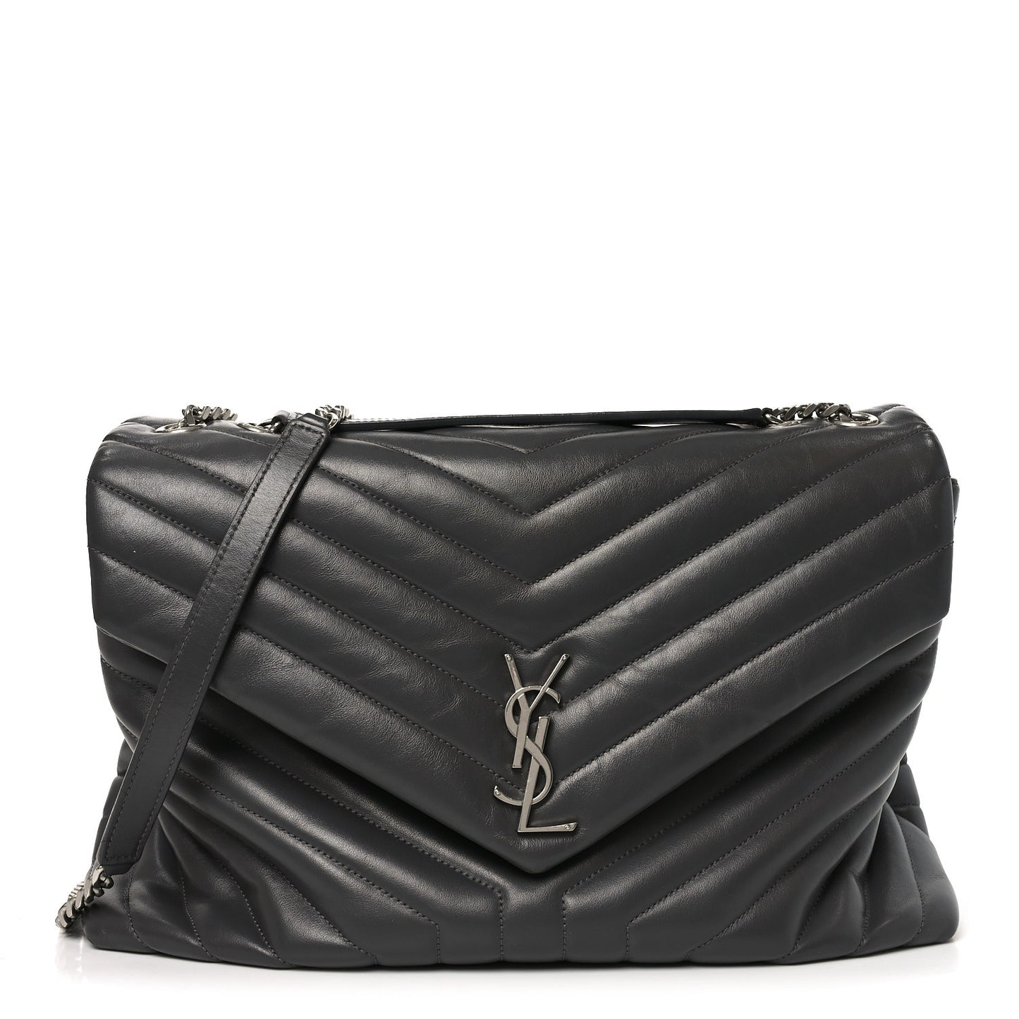 Calfskin Y Quilted Monogram Large Loulou Chain Satchel Earth