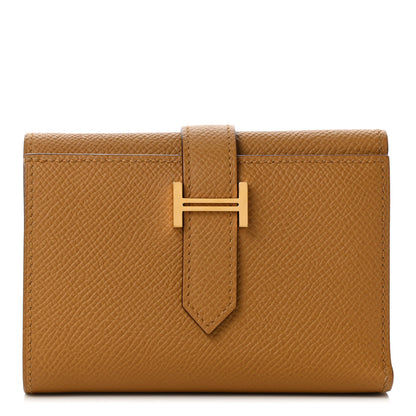 Hermes Epsom Verso Tri-Fold Bearn Compact Wallet Sesame Bleu Brume 1 of 6