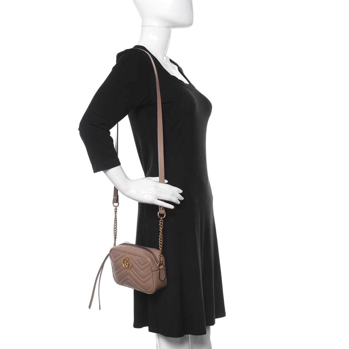 Calfskin Matelasse Mini GG Marmont Chain Shoulder Bag Porcelain Rose