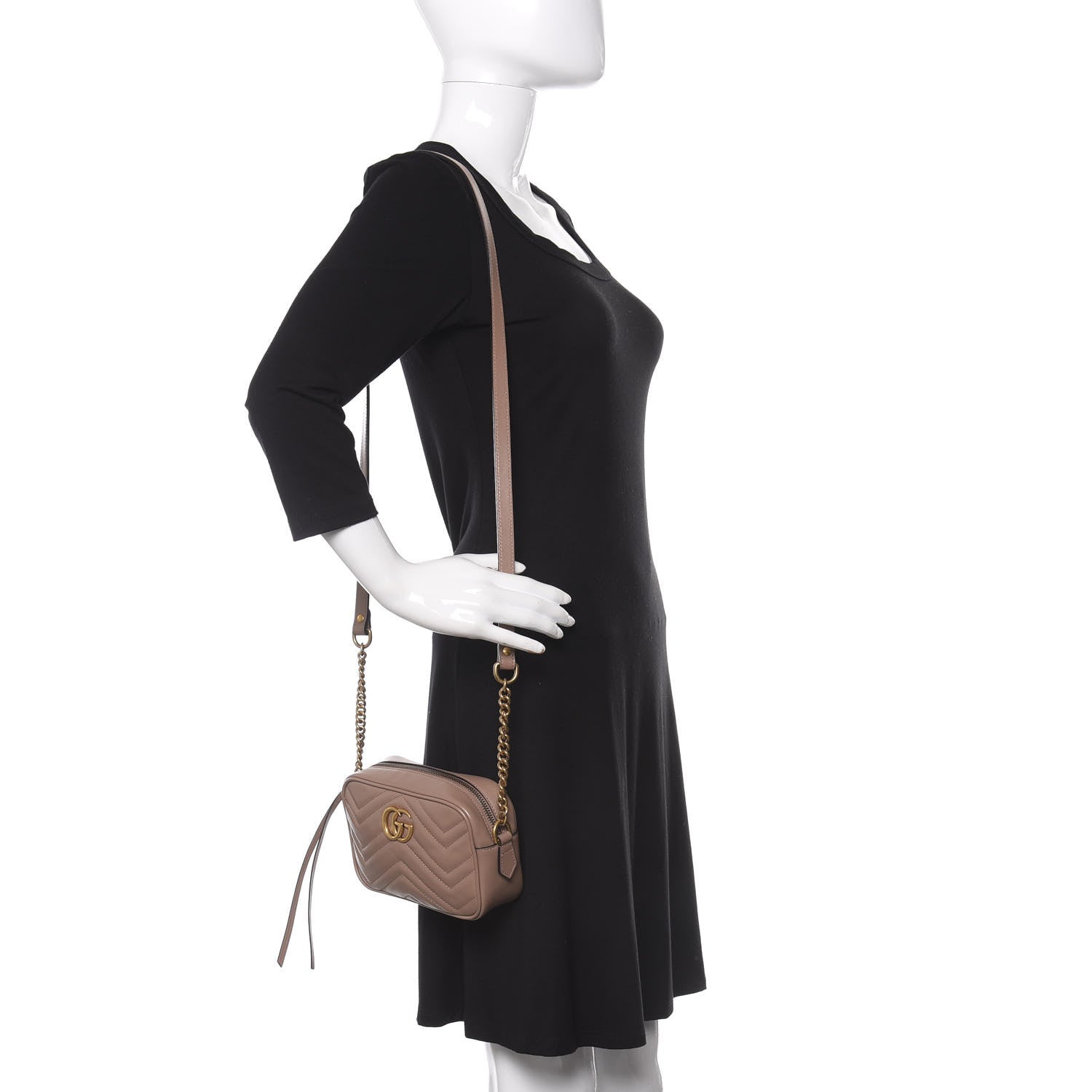 Gucci Calfskin Matelasse Mini GG Marmont Chain Shoulder Bag Porcelain Rose 2 of 10
