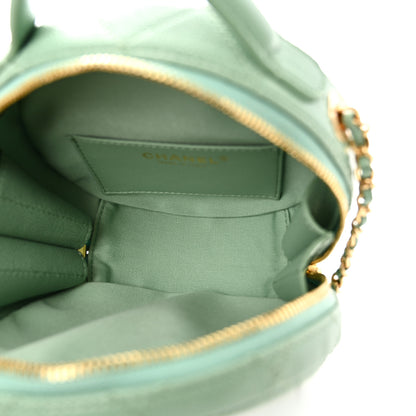 Chanel Caviar Quilted Small Round Vanity With Chain Light Green 5 of 11