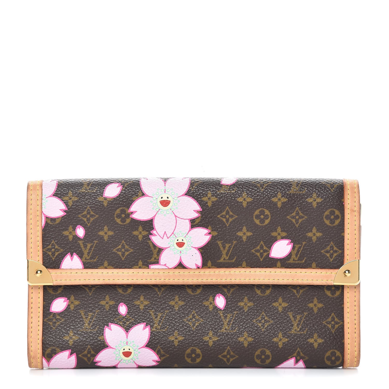 Louis Vuitton Monogram Cherry Blossom Porte Tresor International Wallet Brown 1 of 12