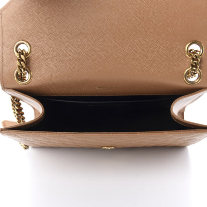 Saint Laurent Grain De Poudre Textured Mixed Matelasse Triquilt Medium Monogram Satchel Dune 4 of 9