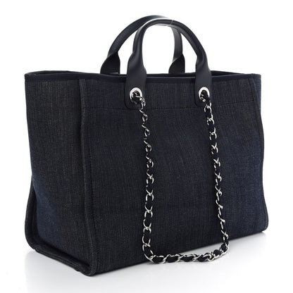 Chanel Denim Medium Deauville Tote Dark Blue 3 of 9