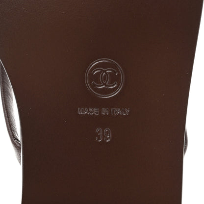 Chanel Goatskin Times Square Thong Sandals 39 Brown 8 of 10