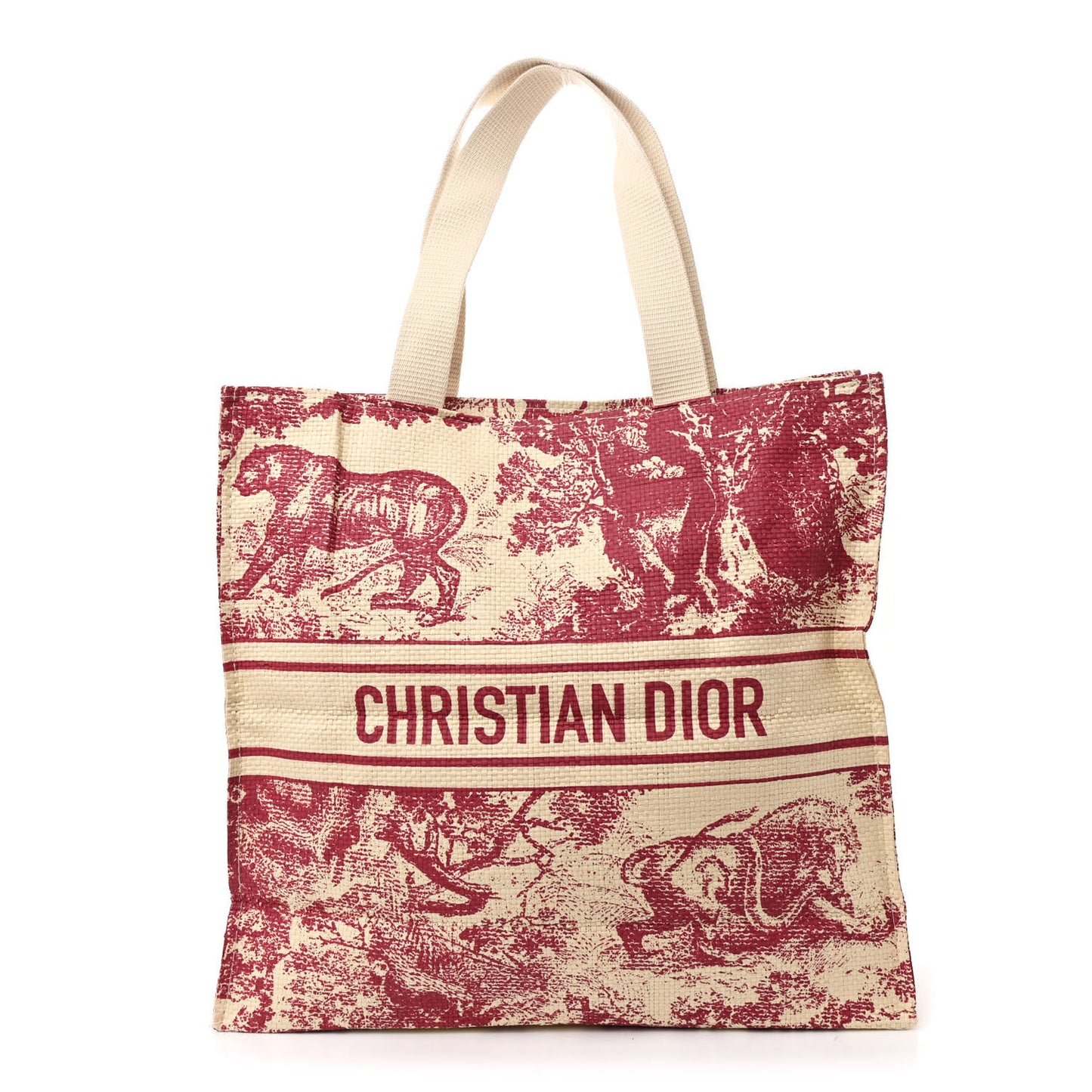 Straw Dioriviera Tote Red
